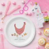 かわいいピンクのファームチキンガールズベビーシャワー ペーパープレート (パーティー)