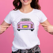 かわいいピンクのフィガロ車のフィギュレーショングラフィック Tシャツ