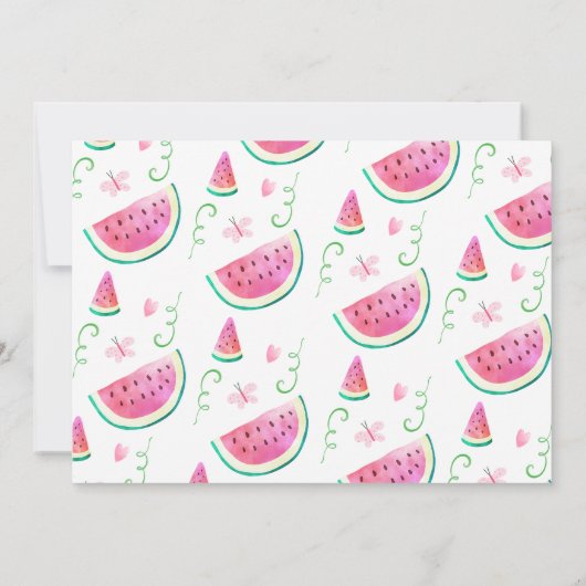 かわいいピンクのフォトメロンの一歳1歳の誕生日 招待状 (裏面)