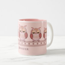 かわいいピンクのフクロウと名前をカスタムする