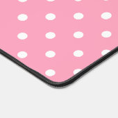 かわいいピンクのフクロウと水玉模様 デスクマット (コーナー)