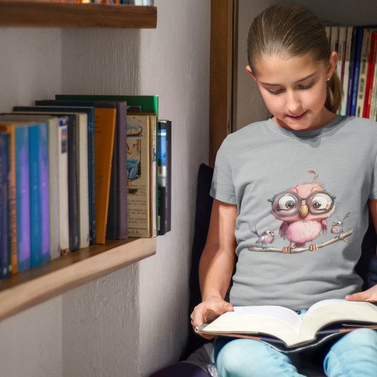 かわいいピンクのフクロウと鳥の友達 Tシャツ