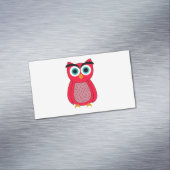 かわいいピンクのフクロウのイラスト マグネット名刺 (インサイチュ)