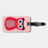 かわいいピンクのフクロウのイラスト ラゲッジタグ (裏面横)