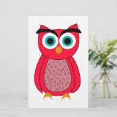 かわいいピンクのフクロウのイラスト 便箋 (スタンド正面)