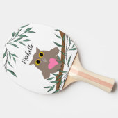かわいいピンクのフクロウの名前 卓球ラケット (横)