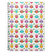 かわいいピンクのフクロウの手帳 ノートブック (正面)