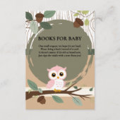 かわいいピンクのフクロウの森の赤ちゃんシャワー エンクロージャーカード (正面)