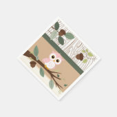 かわいいピンクのフクロウの森の赤ちゃんシャワー スタンダードカクテルナプキン (角)