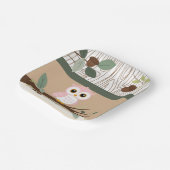 かわいいピンクのフクロウの森の赤ちゃんシャワー ペーパープレート (傾斜あり)