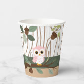 かわいいピンクのフクロウの森の赤ちゃんシャワー 紙コップ (正面)