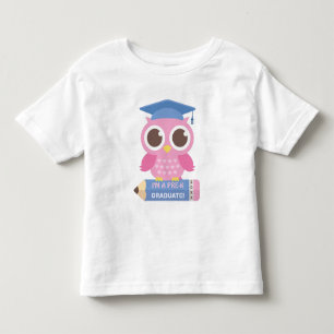 かわいいピンクのフクロウの鉛筆立体Pre K卒業者 トドラーTシャツ