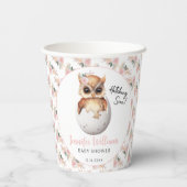 かわいいピンクのフクロウフローラ女の子シャワー紙カップ 紙コップ (裏面)