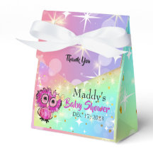 かわいいピンクのフクロウ星きらきら赤ちゃんシャワー