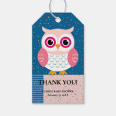 かわいいピンクのフクロウ男女兼用ウッドランドベビーシャワー ギフトタグ (正面)