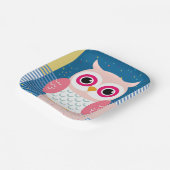 かわいいピンクのフクロウ男女兼用ウッドランドベビーシャワー ペーパープレート (傾斜あり)