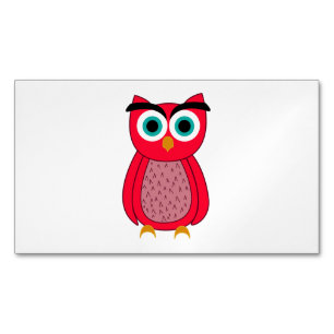 かわいいピンクのフクロウ マグネット名刺