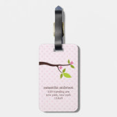 かわいいピンクのフクロウ ラゲッジタグ (裏面縦)