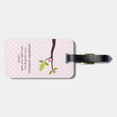 かわいいピンクのフクロウ ラゲッジタグ (裏面横)