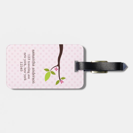 かわいいピンクのフクロウ ラゲッジタグ (裏面横)