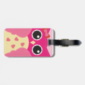 かわいいピンクのフクロウ ラゲッジタグ (裏面横)