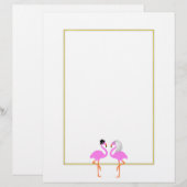 かわいいピンクのフラインゴ新郎新婦結婚の (正面/裏面)