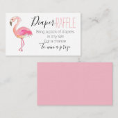 かわいいピンクのフラミンゴおむつラッフルカードベビーシャワー エンクロージャーカード (正面/裏面)