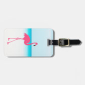 かわいいピンクのフラミンゴがビーチ ラゲッジタグ (正面横)