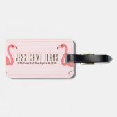 かわいいピンクのフラミンゴとストライプ ラゲッジタグ (裏面横)