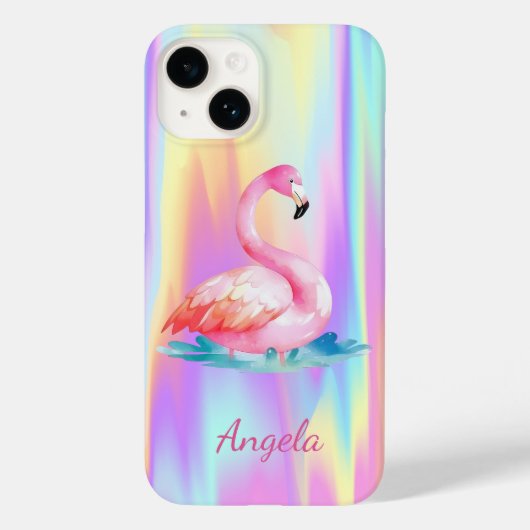 かわいいピンクのフラミンゴのホログラム Case-Mate iPhoneケース (裏面)