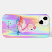 かわいいピンクのフラミンゴのホログラム Case-Mate iPhoneケース (裏面 (横))