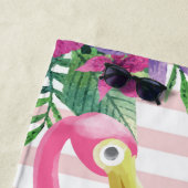 かわいいピンクのフラミンゴの葉ヤシの花 ビーチタオル (インサイチュ)