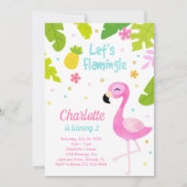 かわいいピンクのフラミンゴの誕生日招待状 招待状 (正面)