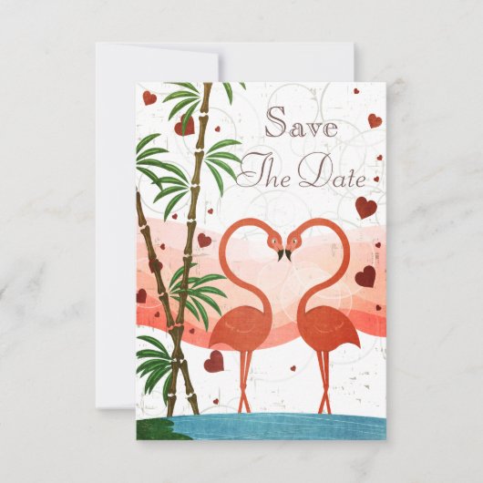 かわいいピンクのフラミンゴは日付を救います セーブザデート (正面)