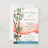 かわいいピンクのフラミンゴは日付を救います セーブザデート (裏面)