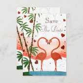 かわいいピンクのフラミンゴは日付を救います セーブザデート (正面/裏面)