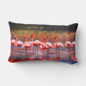 かわいいピンクのフラミンゴアクセント枕 ランバークッション (裏面)