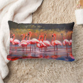 かわいいピンクのフラミンゴアクセント枕 ランバークッション (ブランケット)