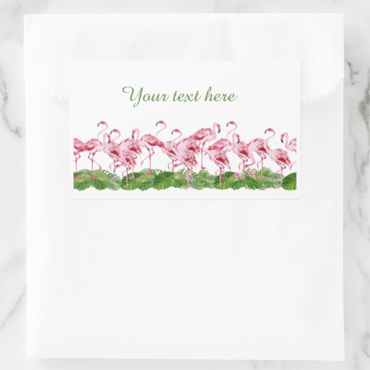 かわいいピンクのフラミンゴアッド文字 長方形シール (バッグ)