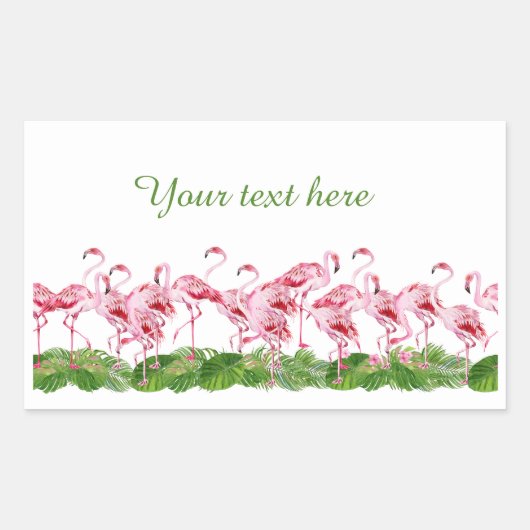 かわいいピンクのフラミンゴアッド文字 長方形シール (正面)