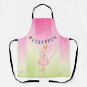 かわいいピンクのフラミンゴグラデーションストライプの エプロン (正面)