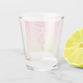 かわいいピンクのフラミンゴグラデーションストライプの ショットグラス (裏面)