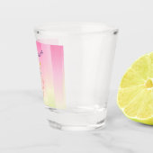 かわいいピンクのフラミンゴグラデーションストライプの ショットグラス (右)