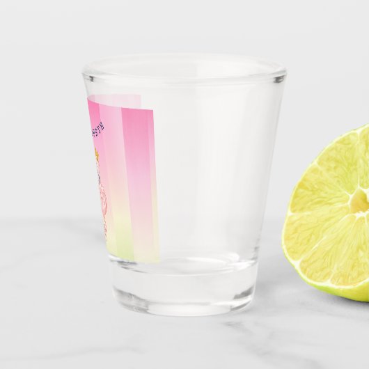 かわいいピンクのフラミンゴグラデーションストライプの ショットグラス (右)