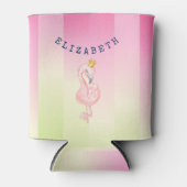 かわいいピンクのフラミンゴグラデーションストライプの 缶クーラー (正面)