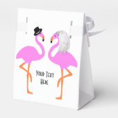 かわいいピンクのフラミンゴスの花嫁結婚と花婿 フェイバーボックス (裏面サイド)