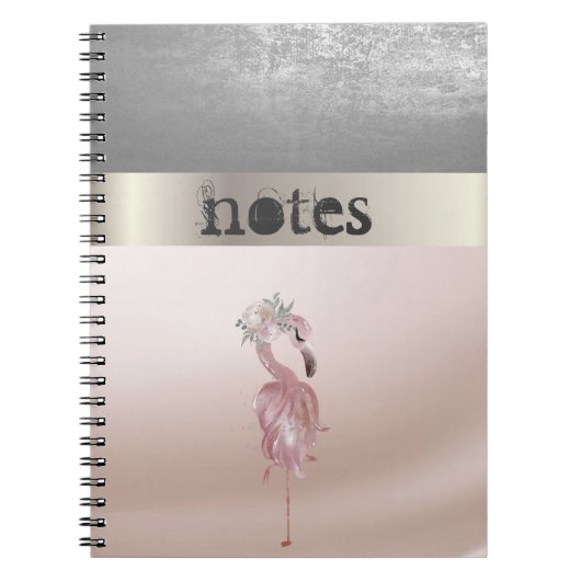 かわいいピンクのフラミンゴスの花 ノートブック (正面)