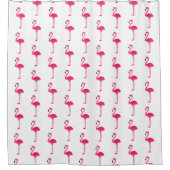 かわいいピンクのフラミンゴスオンホワイト シャワーカーテン (正面)