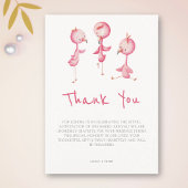 かわいいピンクのフラミンゴストリプレットベビーシャワー サンキューカード