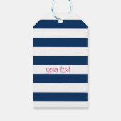 かわいいピンクのフラミンゴス熱帯の葉ストライプの、 ギフトタグ (裏面)